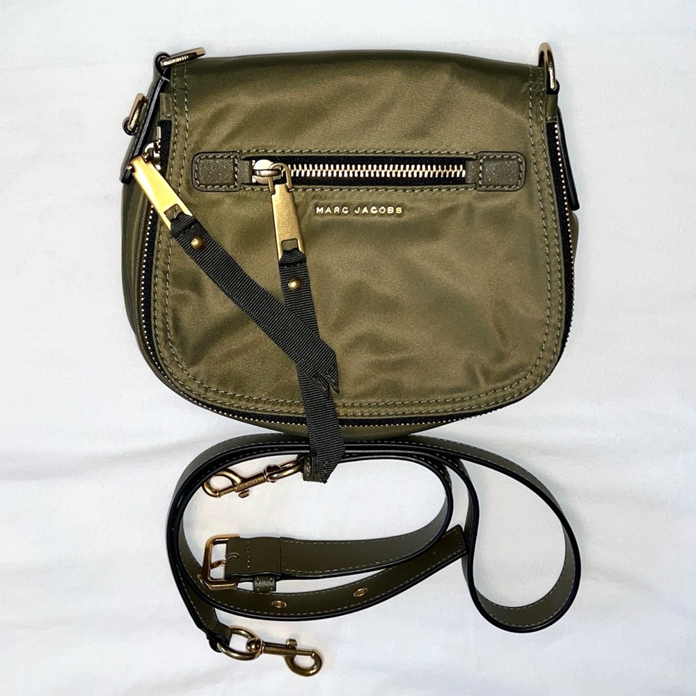 Marc Jacobs Trooper Nomad Saddlebag Olive Green Nylon Brass Hardware Crossbody - Picture 2 of 15